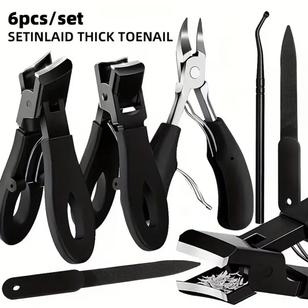Thick Nail Clippers 6 Piece Black